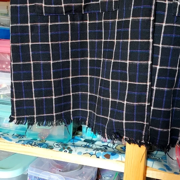 EUC GIMMICKS by BKE Studded Plaid Finge Duster Jacket MD - Picture 6 of 8